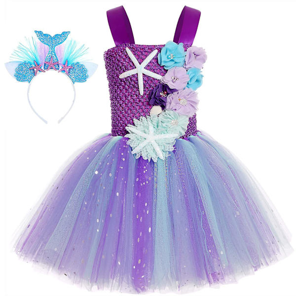 Prinsesse Tutu Piger Led Lys Op Havfrue Prinsesse Kjole Fødselsdag Outfit Til Halloween Kostume（S(2-3Y) Lilla）