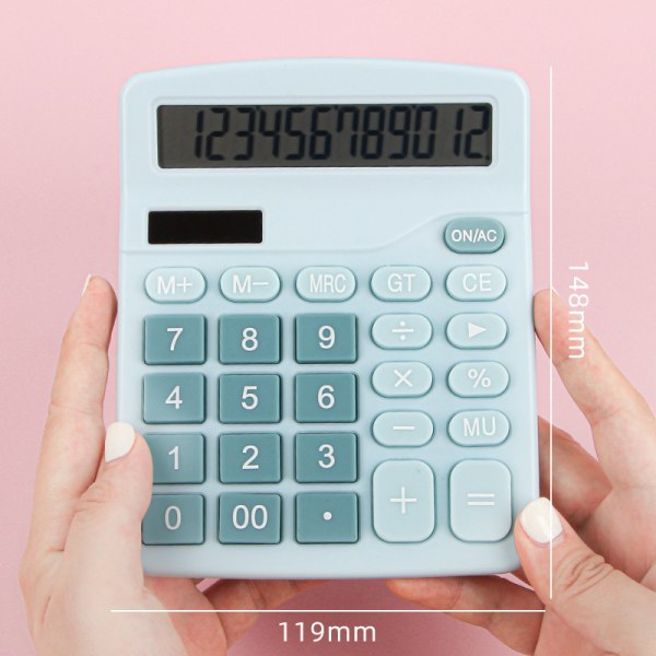 1pc Large 12 Digit Dual Powered Basic Desktop Calculator, Solar a