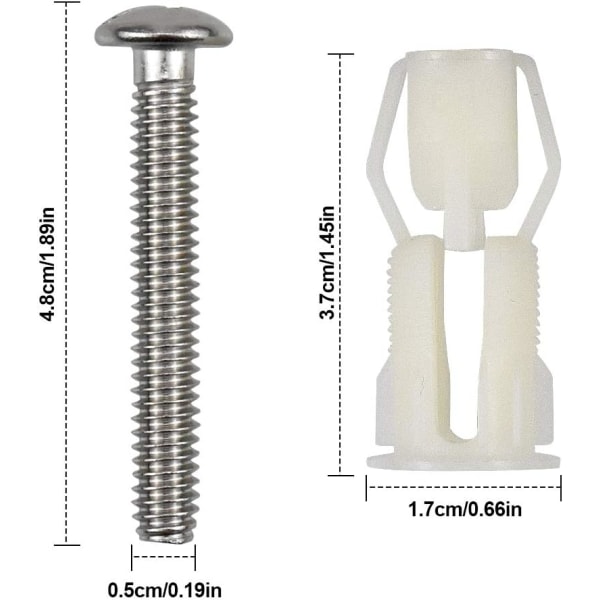 2 stk Toalettlokk Ekspansjonsskruer Toalettlokk Feste Toalettsete