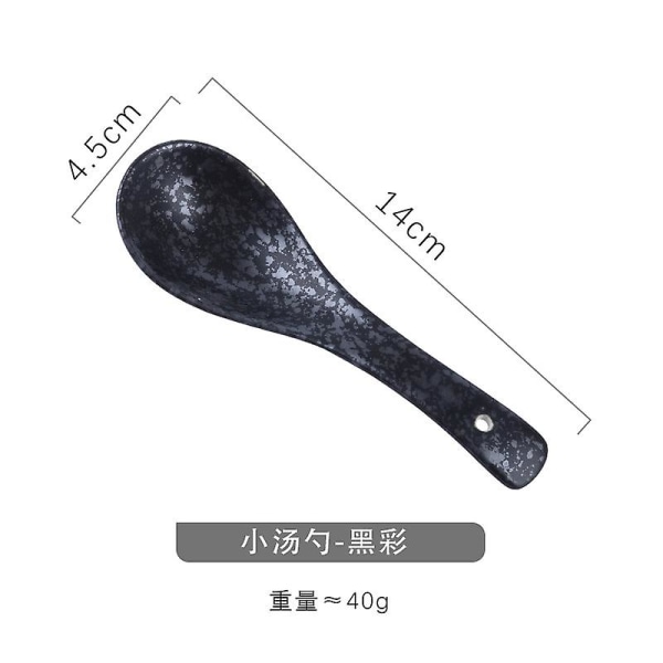 Japanese Style Hefeng Ceramic Glaze Spoon Black Color Spoon