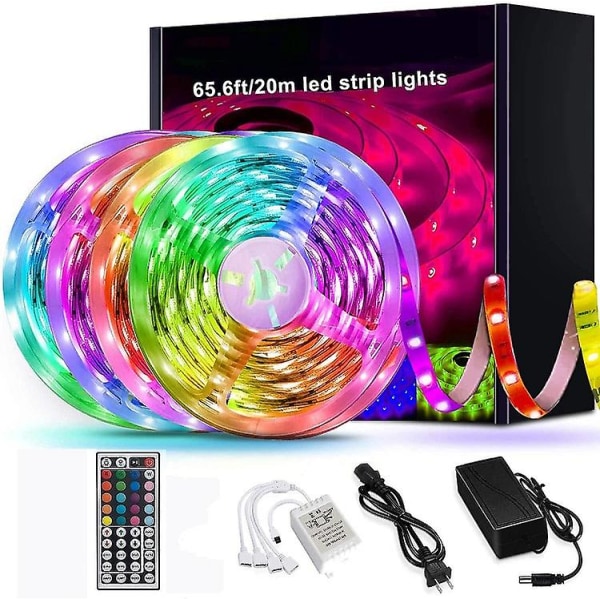 65ft Led Strip Lights Bluetooth Smart App Changing Rgb Led Light Strip With Remote And Power Adapter Eu Plug