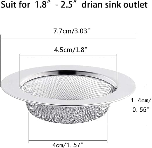2 stk. rustfrit stålsil til køkkenvask  7,5 cm afløbsfilter  sil til køkkenvask  sil til køkkenvask  sil til køkkenvask
