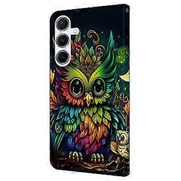 Til Samsung Galaxy A16 5G/A16 4G Etui TPU+PU Læder Flip Telefon Etui Colorful Owl