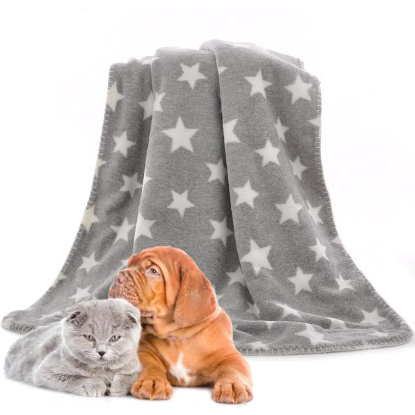 Ultra-blødt flannel hunde kattetæppe 75 x 100 cm Grå