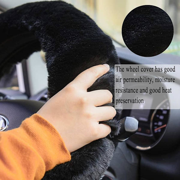 3-delad konstgjord ull rattmuff mjuk fluffig handbromsskydd