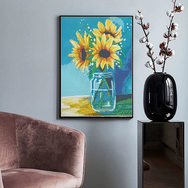 Full Diamond Round Spring Sunflower Diamond Painting Set,5D DIY D