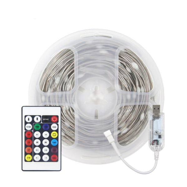 10m RGB lædertrådsslyngelampe Bluetooth stemmestyring AP