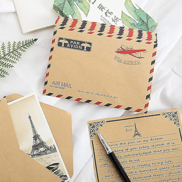 100 st Vintage Mönster Airmail Brev Kuvert Väska Hållare Kuvert Presentset