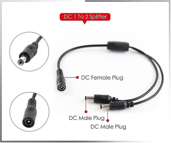 Dc 2.1 5.5mm 1 Til 2 Strømadapter Splitter Konverterkabel 12v 24v Dc For Cctv Led Lys