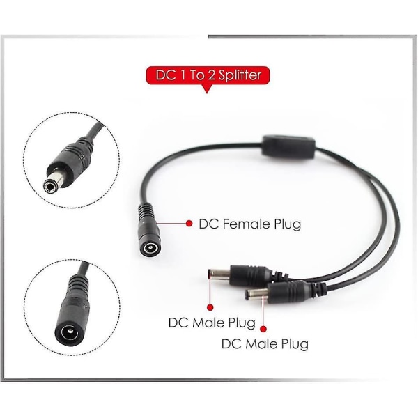 Dc 2.1 5.5mm 1 till 2 power Spliter Converter Kabel 12v 24v Dc för Cctv Led-ljus