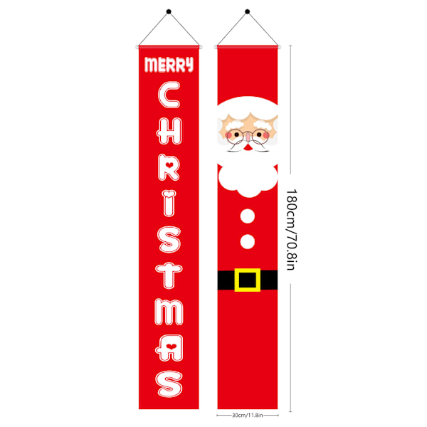 2 stk. Merry Christmas dørbanner, juledekoration til veranda