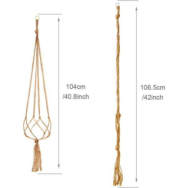 2-pack Macrame-växtupphängning, växtupphängning för hängande flöde