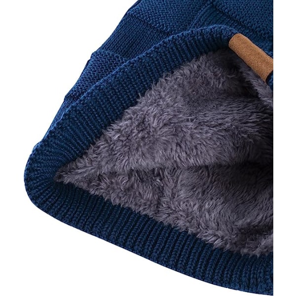 Höst och vinter fleece matchande ullstickad mössa varmt mode
