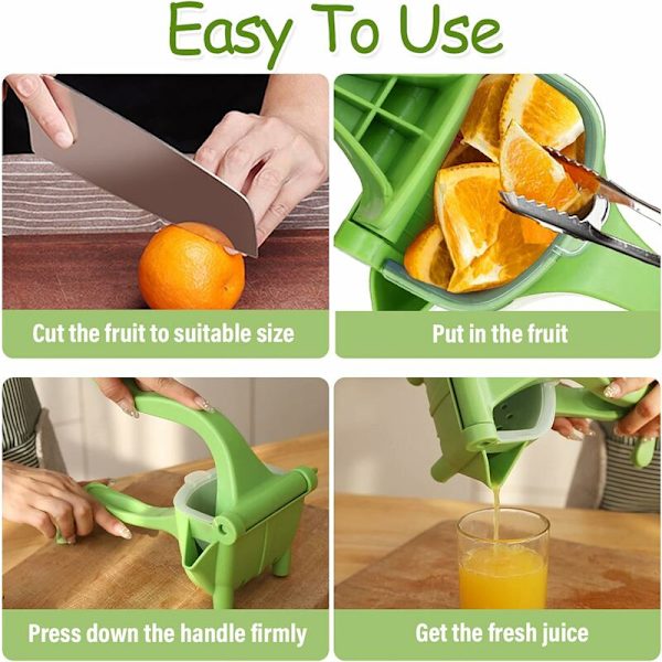 Manuell Juicer Appelsin og Sitron Juicer，Gummimatte, Robust og Bærbar Juicer, Raskt Kjøkkenverktøy (Grønn)