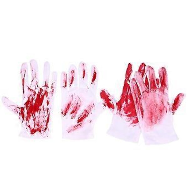 2 Par Blodiga Handskar Ornament Halloween Läskiga Dekor Rekvisita för Spökhus