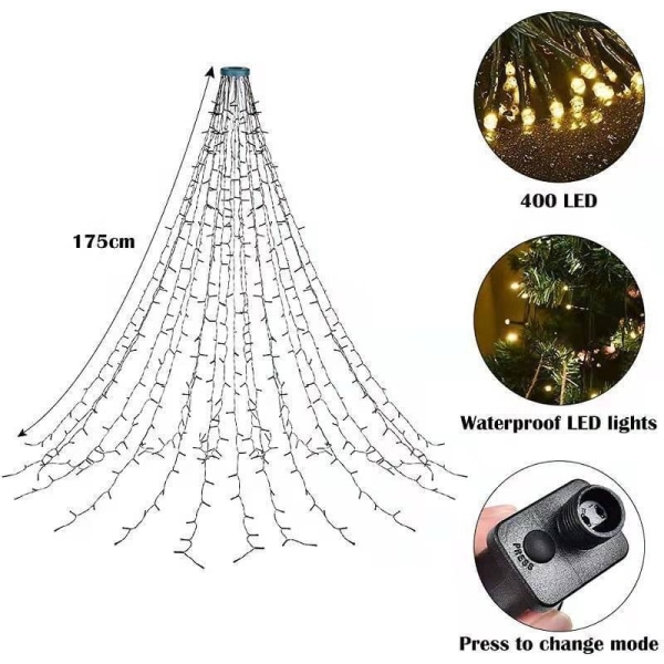 Guirlandes lumineuses pour sapin de Noël - colorées, med 8 modes