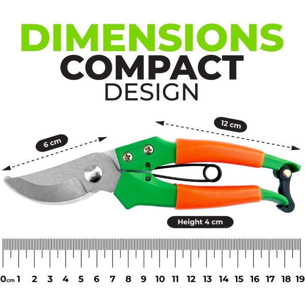 1 stk. grøn havesaks 19 cm lige klinge - Ergonomisk