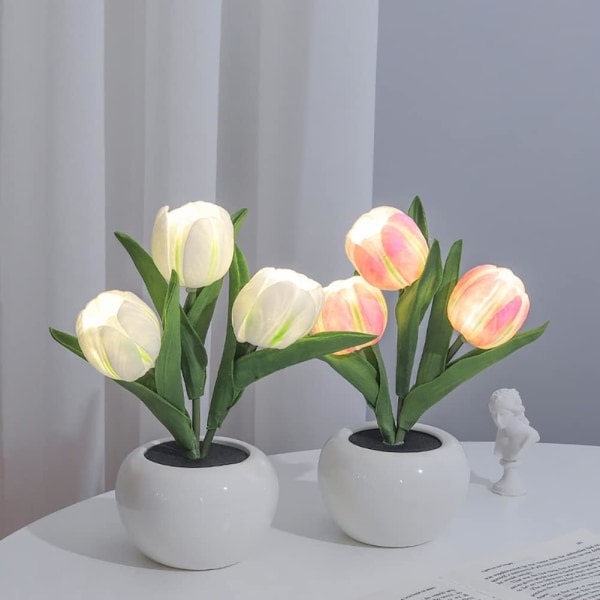 Kunstig blomst tulipan LED-bordlampe liten nattlys falsk bukett