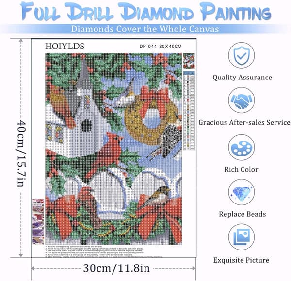 Jule Diamant Maleri Kits til Voksne - Kardinal Rund D