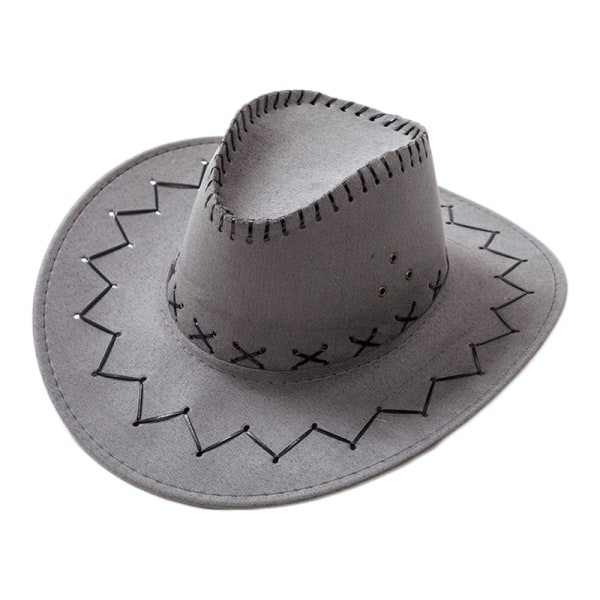 Chapeau de cowboy accessoire de deguisement à large bord chapeau de cowgirl western sauvage，gris, L