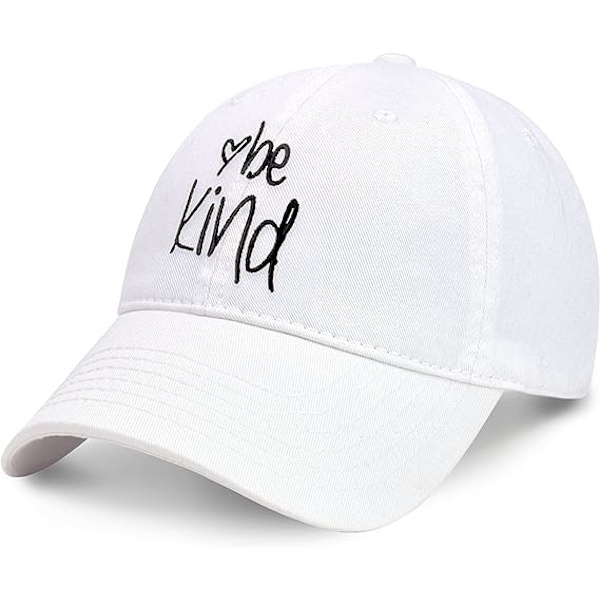 Be Kind Trendy Dame Baseball Cap Unisex Fashion Bomuld Polo Style Sjov Inspirerende Ordsprog Sæsonbestemt Udendørs Rejsehatte, Hvid