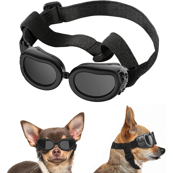Små hundesolbriller UV-beskyttelsesbriller Øjenbeskyttelse med justerbar stropvand