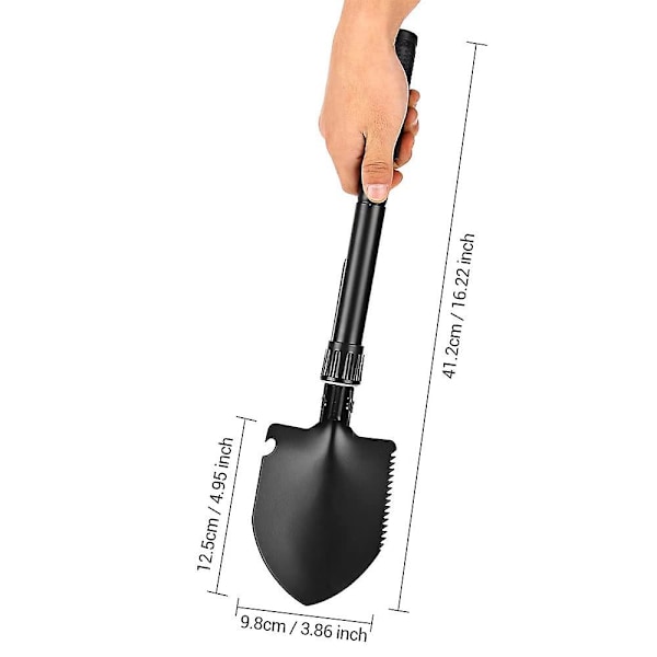 Hopfällbar spade, camping militär överlevnadsspade bärbar verktyg för camping, vandring, backpacking, bilnödsituation, utomhus
