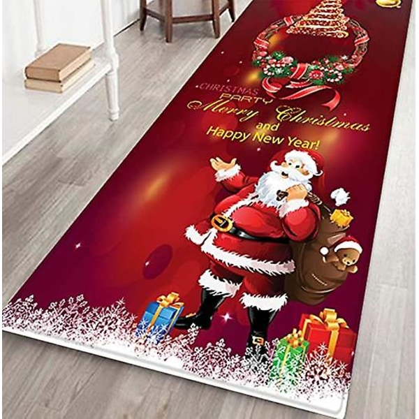 Julmatta, halkfri tomteträd snöflinga matta, golvmatta för rum hall kök, 60x180cm