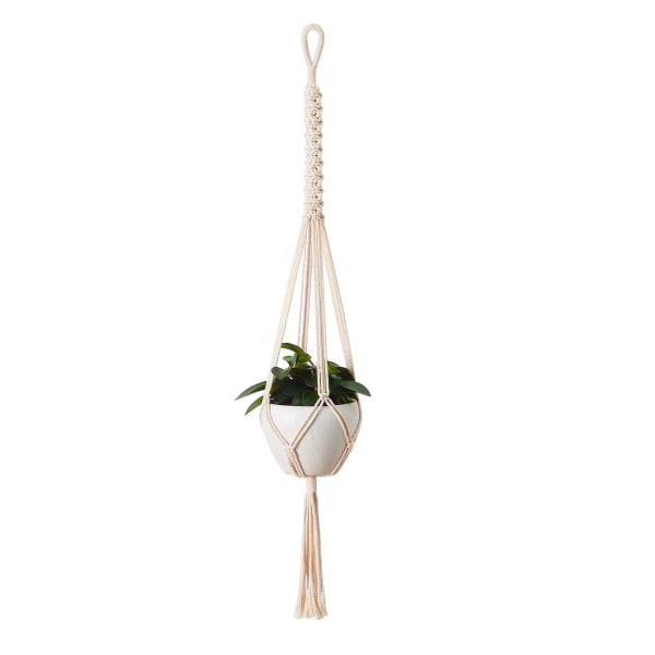 Macrame planteophæng reb 4 stk. potteophæng planteholder indendørs O