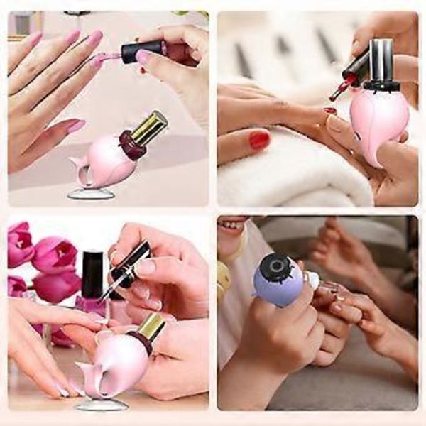 Bärbar Nagellackshållare Ringar Silikon Nagellacksflaskhållare Spillfri Nagellacksflaskställ Nagelmaterial Rosa Pink