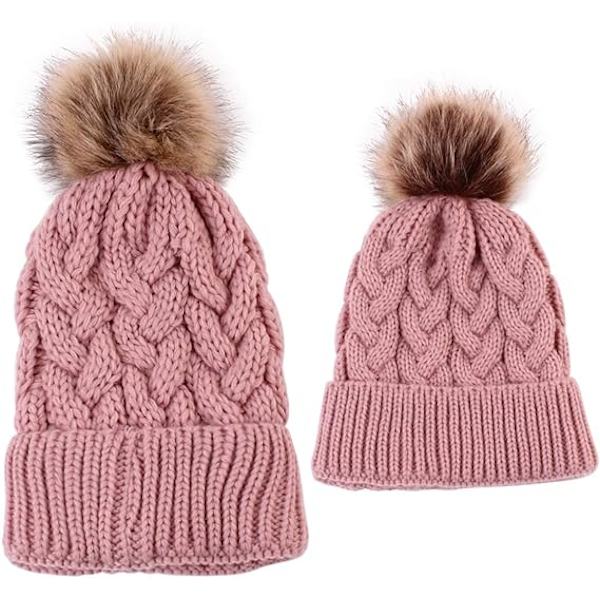 2-pack mössa mamma-bebis matchande mössa vintervärmare