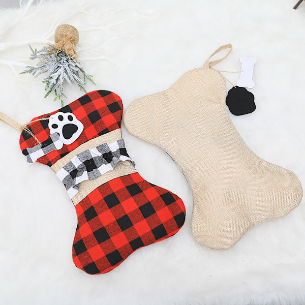 2 kpl joulukoristeet Burlap Bone Hangings Xmas Stocking Kid