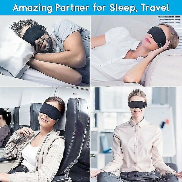 Bluetooth-hörlurar för sömn, sport, ögonmask, stereohögtalare, blå