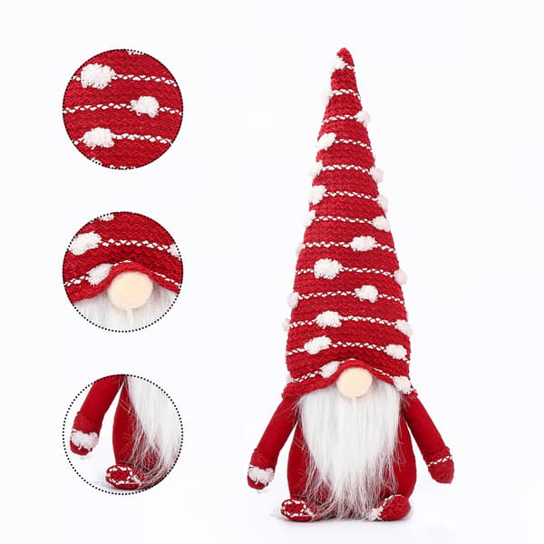 Grå og rød nisse julepynt, par 32 cm, julepynt
