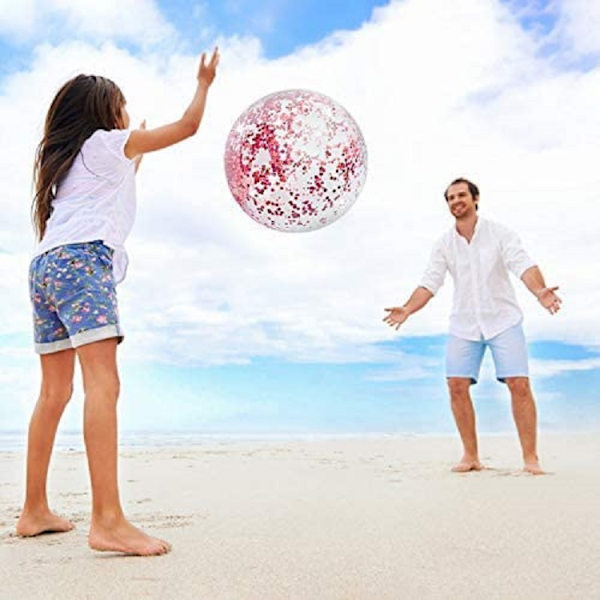 6 stycken uppblåsbara paljettstrandbollar konfetti transparent strand