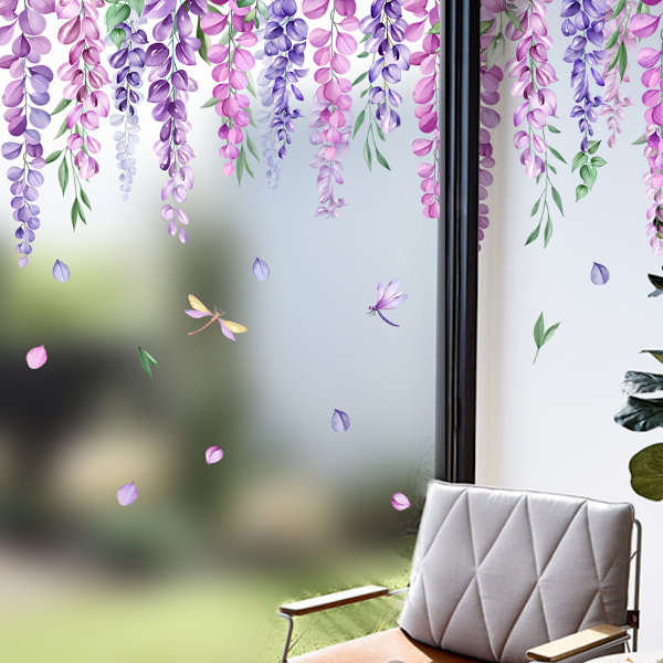 1PC Sommer Forår Blomster Vindue Stickers Anti-Kollision Hængende