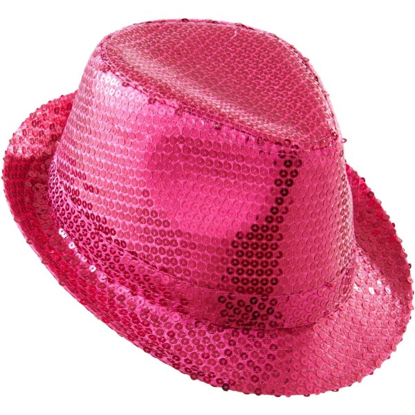 Filthat med glimmer, gylden, til temafester eller karneval，Festhatte - Fuschia rød