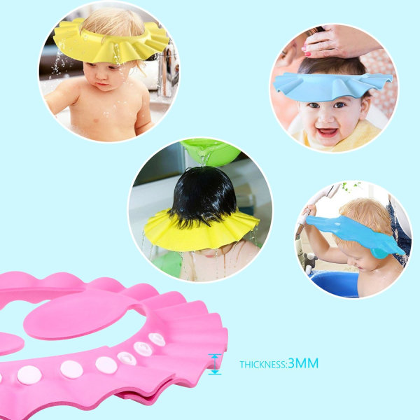 3 stk. Baby Shower Hat, Justerbar Visor Badehetter For Kids Sha