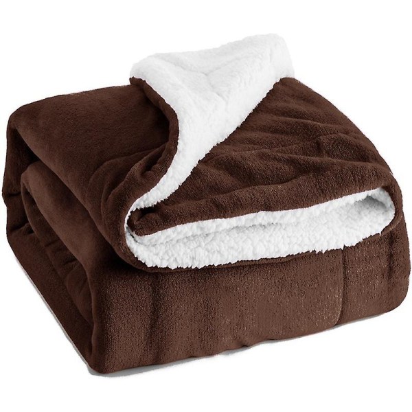 Nanpiper Sherpa filt Varm filt för vinter Supermjuk luddig flanellfleece sammetsplysch sofffilt（Kaffebrun）