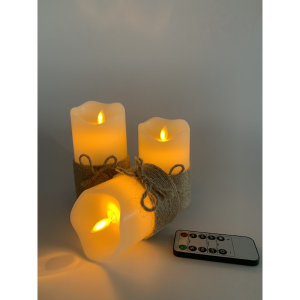 D3.11\" x H4\" 5\" 6\", Flamlösa ljus med fjärrkontroll LED-tema ljus