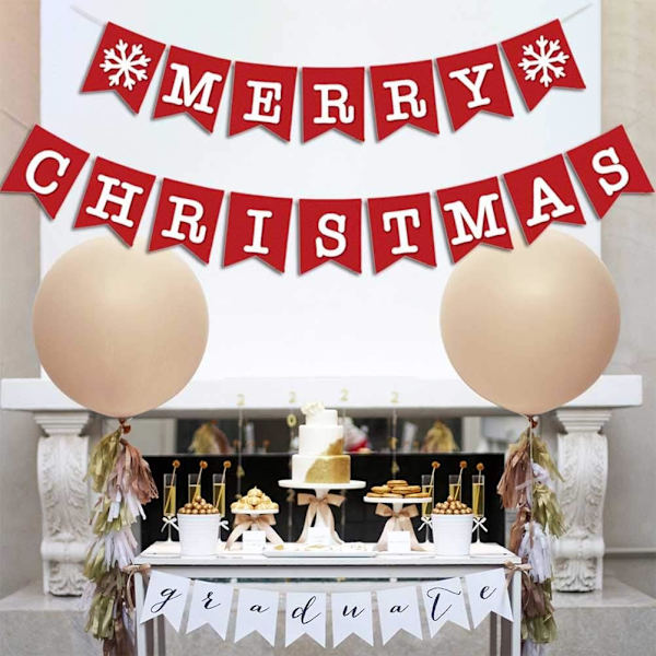 Julevimpel Vimpelguirlande Stof Banner med Glædelig Jul