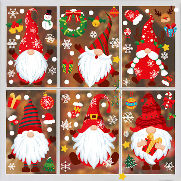 Jul fönsterdekaler DIY dekoration julkula tomte snö