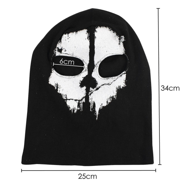 Ghost Mask - Balaclava for Motorsykkel og Paintball - En Størrelse - Svart