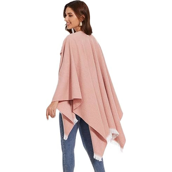 Damkrage, elegant stickad kappa, öppen krage, filt, kofta, rosa