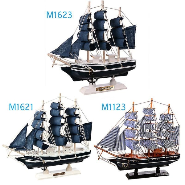 Puinen purjelaiva Välimeren tyyliin Koti sisustus Käsintehty veistetty Nautical Vene malli Lahja M1623