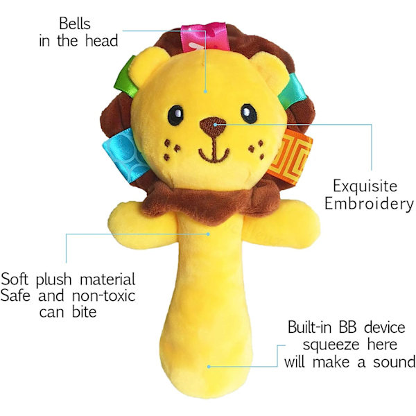 Mjuk plysch baby vev vev - Elefant & Lejon (2-pack)