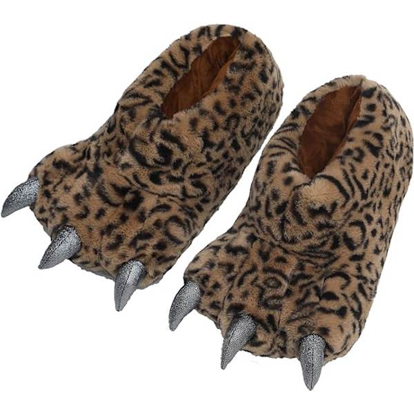 Leopard Print Mænds Søde Plys Pote Hjemmesko