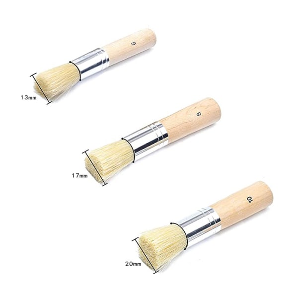 Set of 3 Stencil Brushes, Paint Wood Brush, Bristle Brush, Paintb