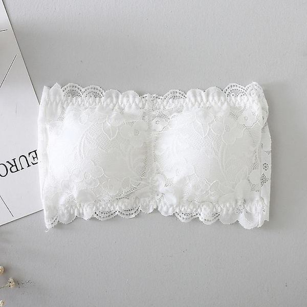 2 stk. Kvinders Blomsterblonde Tube Top BH Bandeau Stropløse BH'er Sømløse Strækbare Bryst Wrap Sort+hvid