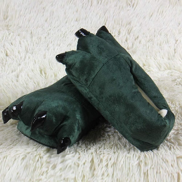 Unisex tofflor Monster Claw Novelty Plush Paw Varm Mjuk Bomull Djur Fantasy Cosplay Kostym Skor Höst Vinter Inomhus（L Grön）